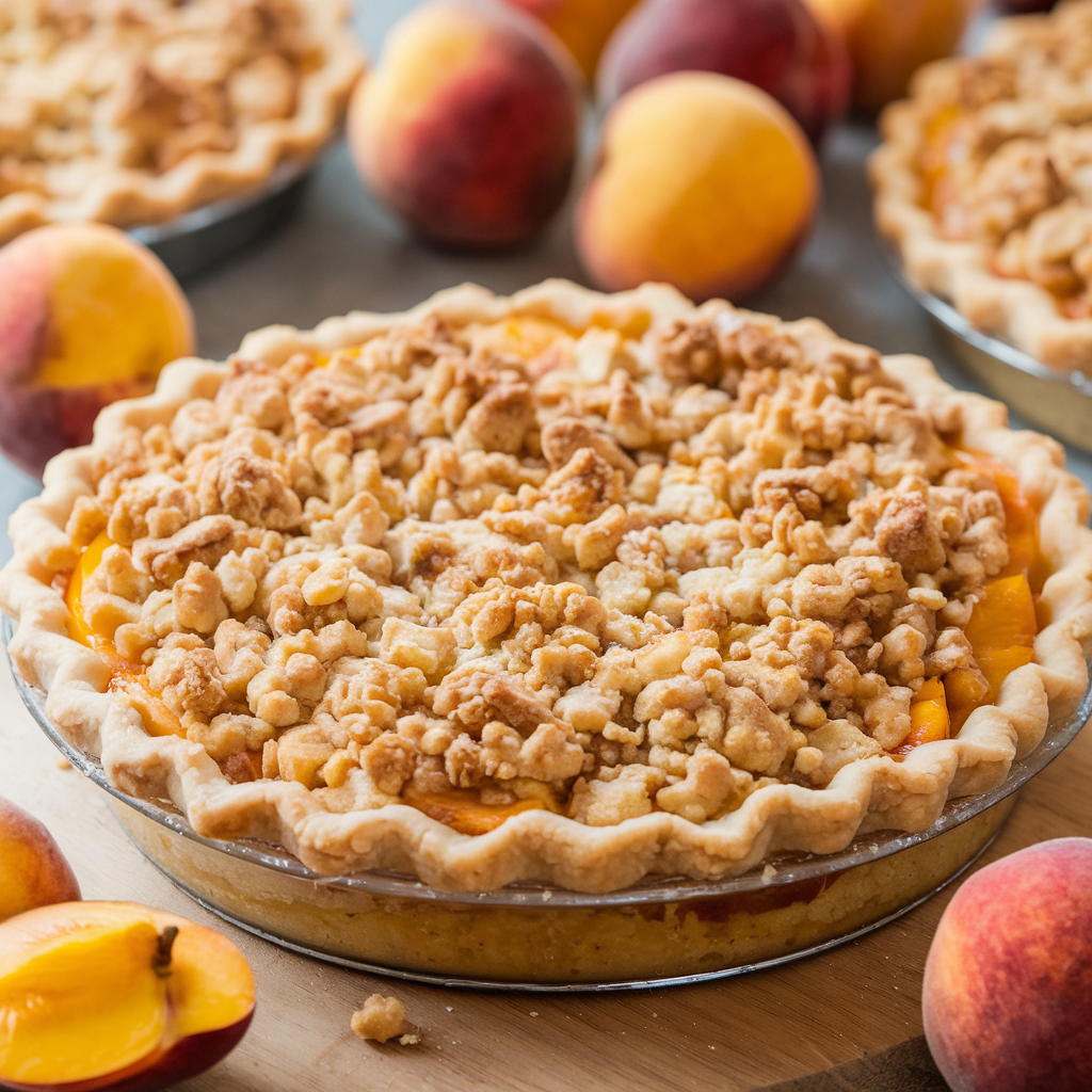 Crumble Peach Pie with Canned Peaches