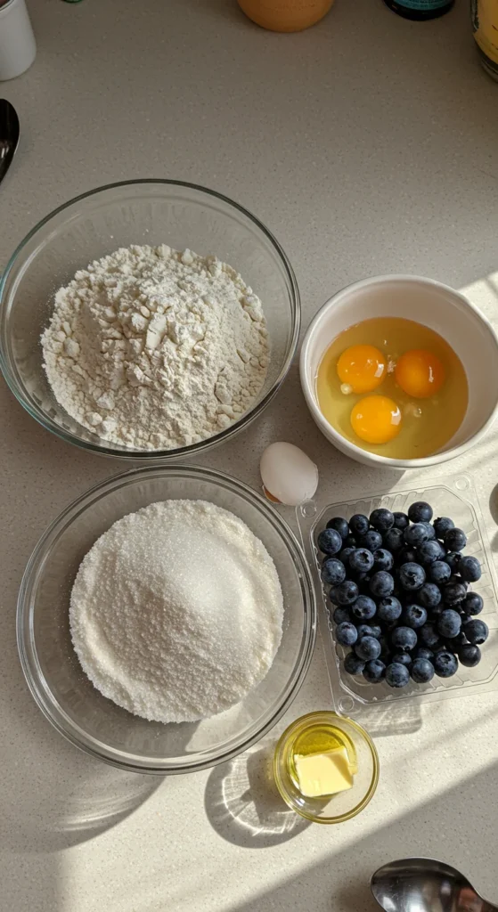 Ingredients for the Best Mini Blueberry Muffins